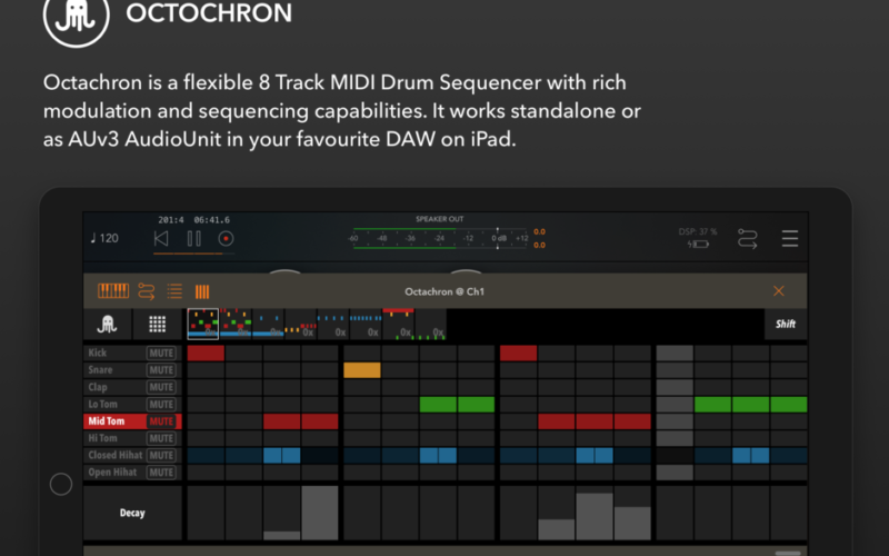 Octachron - гибкий 8-трековый MIDI Drum Sequencer