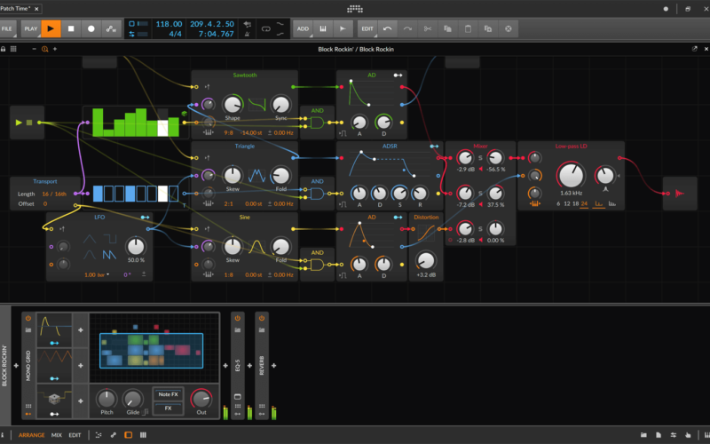 Grid - это открытая модульная среда Bitwig Studio 3