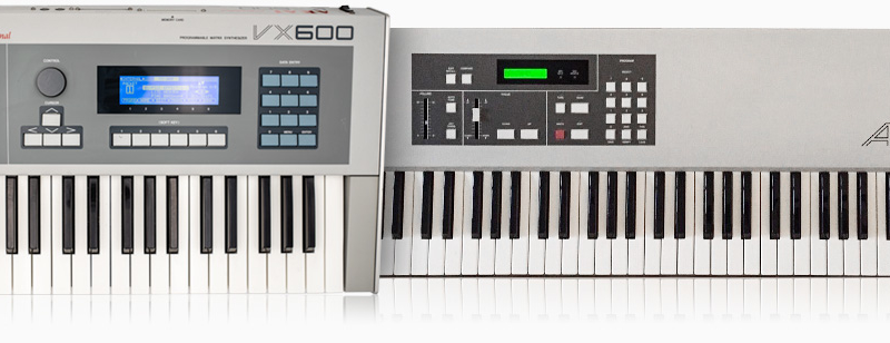 Аналоговых японские синтезатора Akai; VX600 и AX73